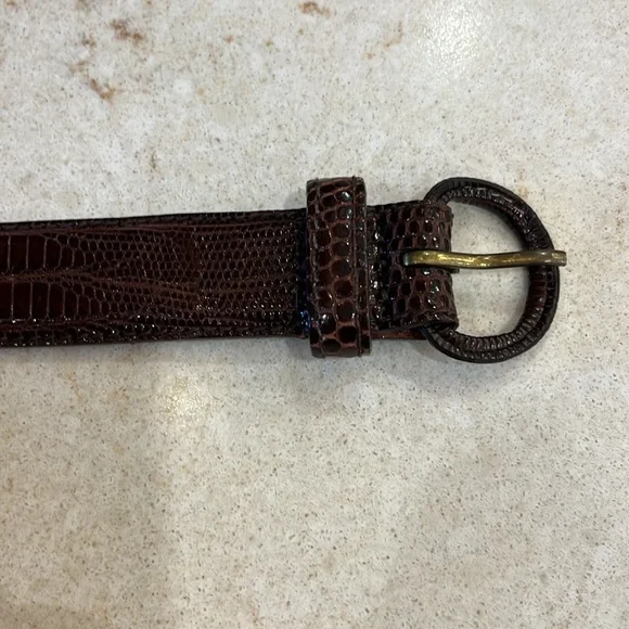 Vintage Ralph Lauren Women Genuine Lizard Brown Belt Sz 36 Made in Italy - Picture 2 of 10